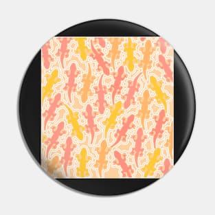 Cute lizards in coral and yellow Pin