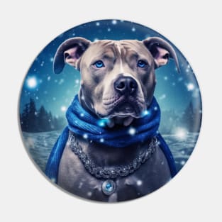 Staffy In The Snow Pin