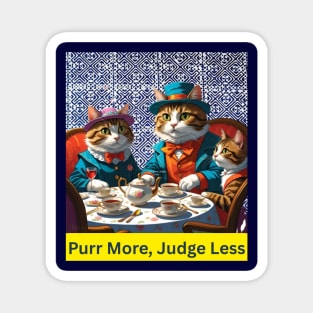 Purr More, Judge Less – Indigo Hmong Cat Wisdom Magnet