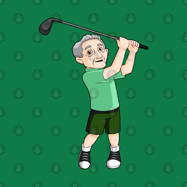 Man golfing for fitness and fun by Comic Dzyns