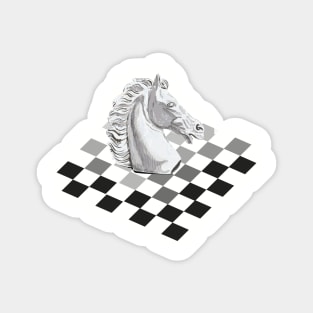 White horse on the chessboard Magnet