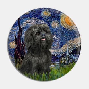 Starry Night (Van Gogh) Famous Art Adapted to include a Black Shih Tzu Pin