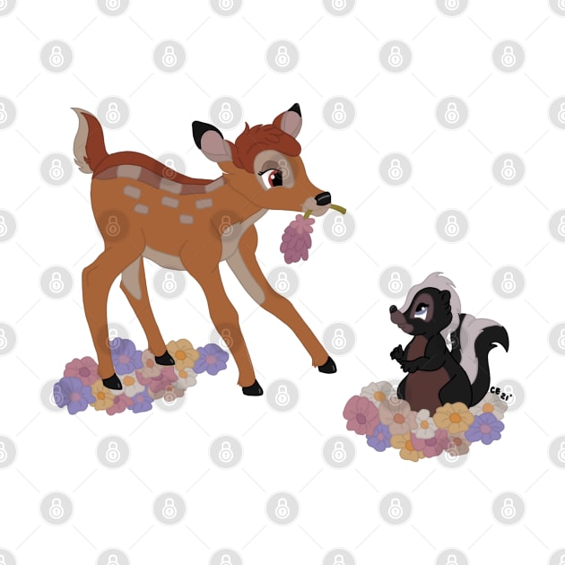 Bambi and Flower in the Flowers by cenglishdesigns