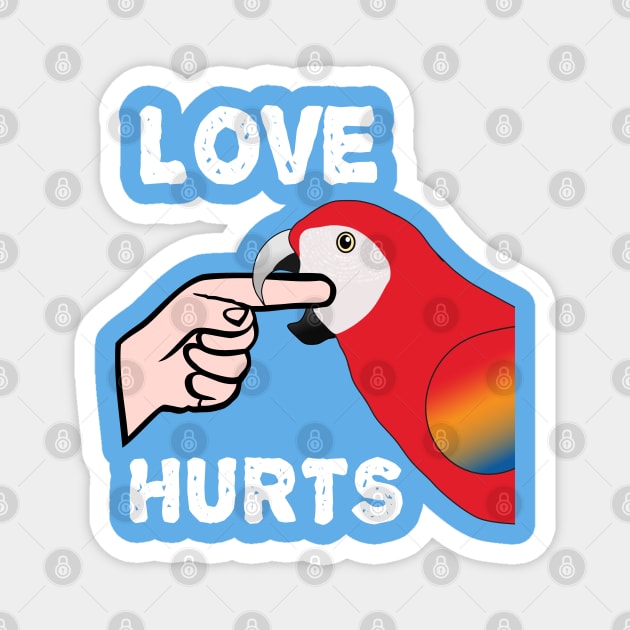 Love Hurts Scarlet Macaw Parrot Biting Magnet by Einstein Parrot