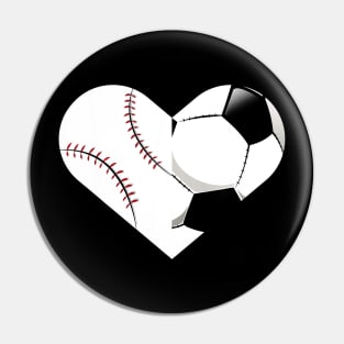 Soccer Baseball Heart Shirt, Sports Tee, Baseball, Soccer Pin