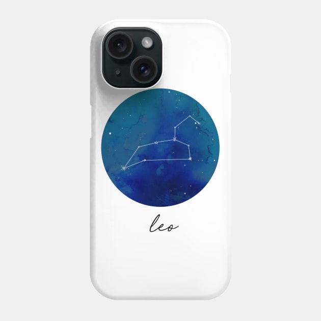 Leo Watercolor Zodiac Constellation Phone Case by aterkaderk