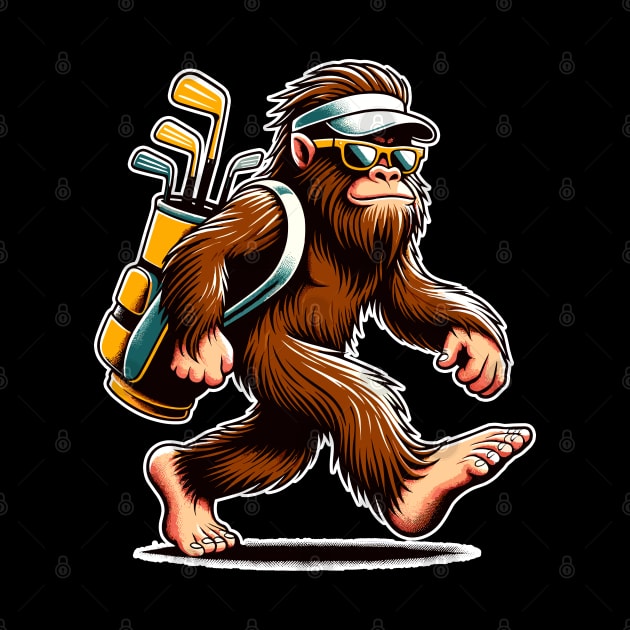 Funny Golf Novelty Sasquatch Bigfoot Golfing by KsuAnn