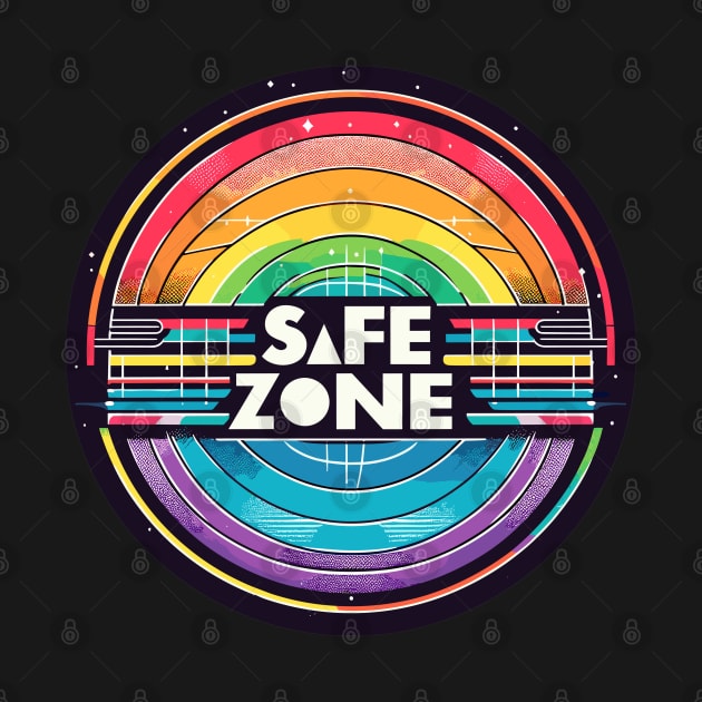 LGBT Safe zone Sign Rainbow Retro by TomFrontierArt