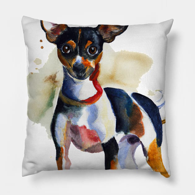 Rat Terrier Watercolor - Dog Lovers Pillow by Edd Paint Something