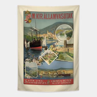 M. Kir. Allamvasutak Hungary Vintage Poster 1890 Tapestry