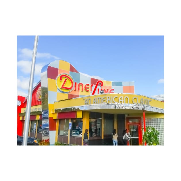 Classical retro American Diner Deluxe bright signage and colors. Looks great on a sticker and even better as a canvas print on your wall by brians101