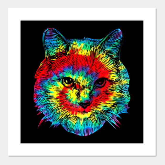 Tie Dye Cat Shirt Colorful Tye Dye Kitten T Shirt Tie Dye Cat