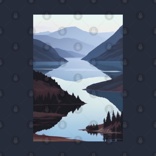 Minimal Lake - Flat Tourism Print by CursedContent