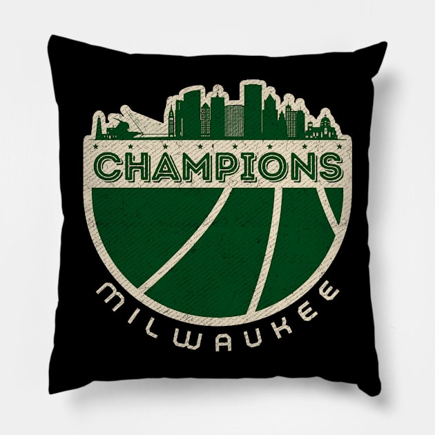 Milwaukee Basketball Champions 2021 Pillow by Ruffeli