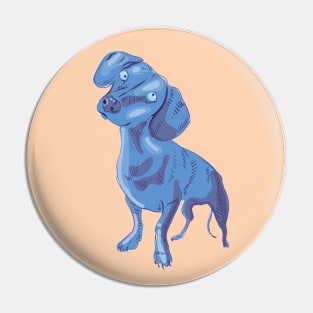 Blue dachshund Pin