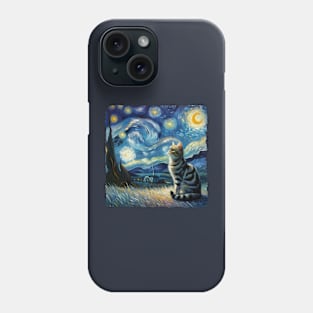 Domestic Long Hair Starry Night Inspired - Artistic Cat Phone Case