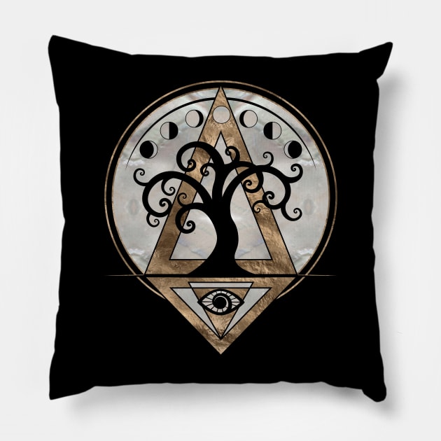 Golden Spiral  Tree - Sacred Geometry Pillow by Nartissima