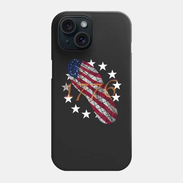 1776 American Revolution Flag in Shoe Print Phone Case by StephJChild