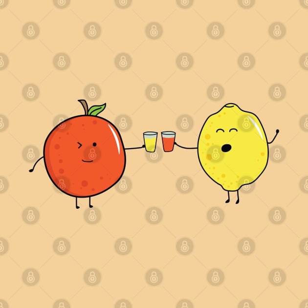 funny fruits orange and lemon drinking juice together by wordspotrayal