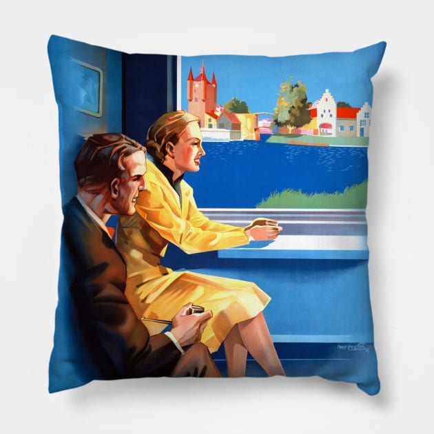 Vintage Travel Poster the Netherlands Weekeindretour Pillow by vintagetreasure