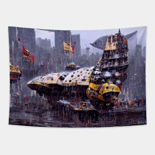 Futuristic Science Fiction Space Ship Transport Tapestry