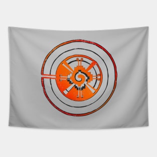 Abstract Design Orange - Grey Shapes - Cool Geometry Tapestry