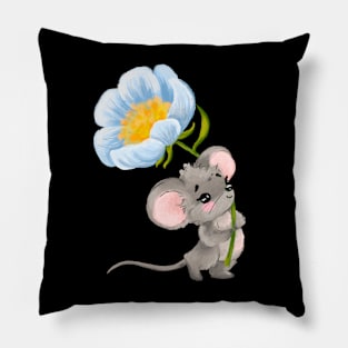 A mouse with a flower Pillow