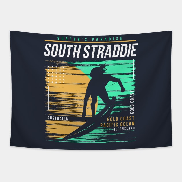 Retro Surfing South Straddie Gold Coast Australia // Vintage Surfer Beach // Surfer's Paradise Tapestry by Now Boarding