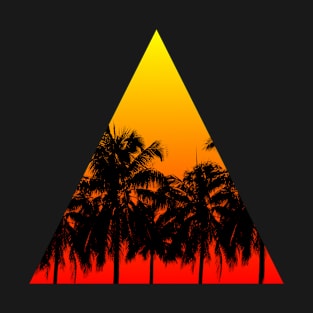 Palm Trees Palm Tree Sunset Triangle Vacation T-Shirt