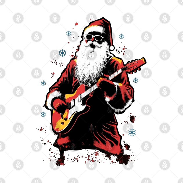 Christmas Guitar Gift Santa Claus Guitarist Funny Guitar by KsuAnn