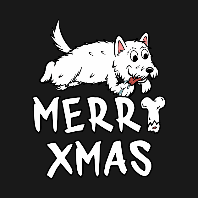 Westie Merry Xmas Bone Christmas by blacklines