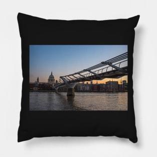 Thames River Sunrise Millennium Bridge London UK United Kingdom Pillow