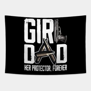 Mens Girl Dad Her Solder Forever Proud Fathers Day Dad of Girls Tapestry