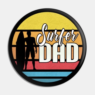 Surfer Dad Father's Day Retro Design Pin