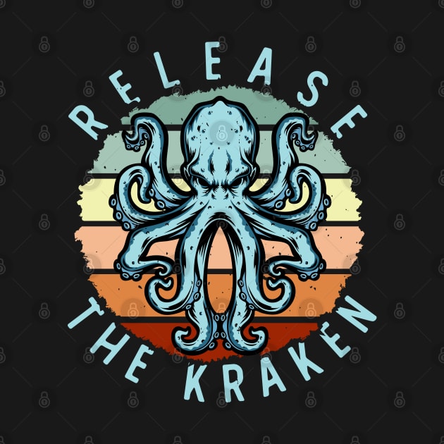 Release the Kraken, Vintage Kraken Ocean Monster Pun Seattle hockey by Kawaii_Tees