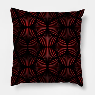 Vintage Foil Palm Fans in Black and Ruby Red Art Deco Neo Classical Pattern Pillow