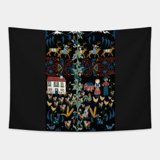 Scandinavian Folk Art Rural farmer Tapestry