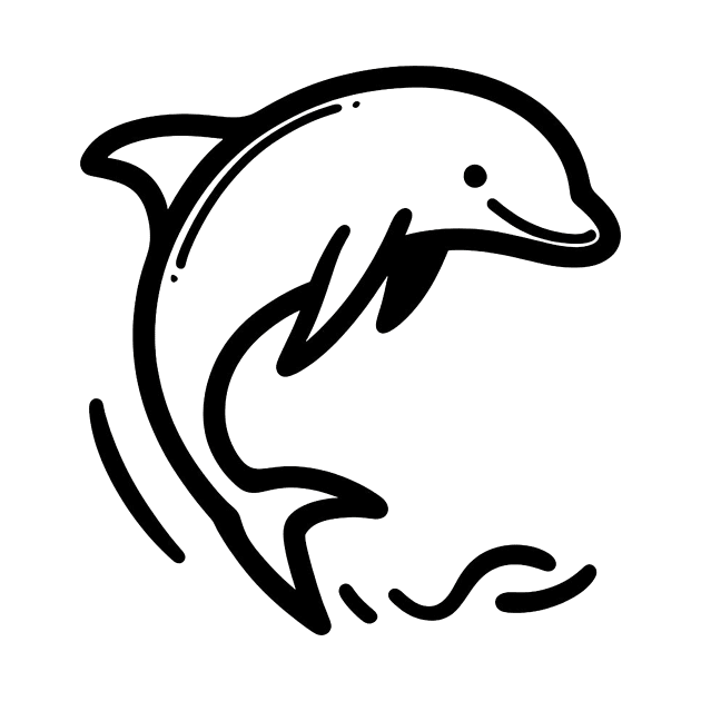 Stick Figure of a Dolphin in Black Ink by WelshDesigns