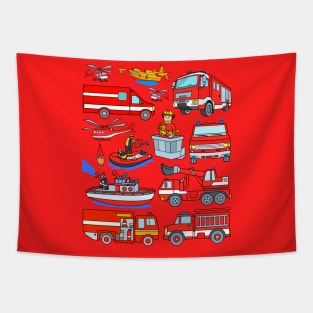 Fire Truck Design for Kids Tapestry