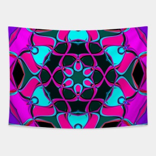 Cartoon Mandala Flower Blue Pink and Purple Tapestry