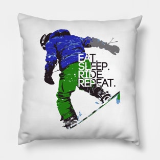 Snowboarding Eat-Sleep-Ride-Repeat Pillow