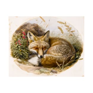 Fox Sleeping Vintage Illustration T-Shirt