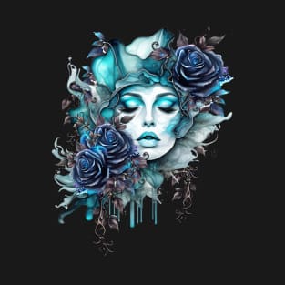 Women And Blue Roses T-Shirt