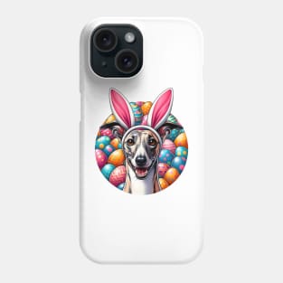 Whippet with Bunny Ears Enjoys Easter Egg Hunt Phone Case