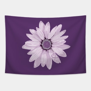 Light Purple Daisy with hidden Heart Awareness Ribbon Tapestry