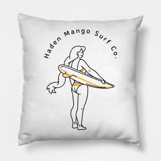 Surfer Girl Ready to Shread Pillow by Hayden Mango Collective 