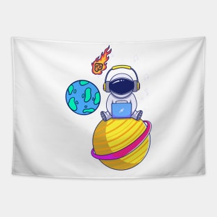 Astronaut Playing Electronic Music DJ On The Planet Tapestry