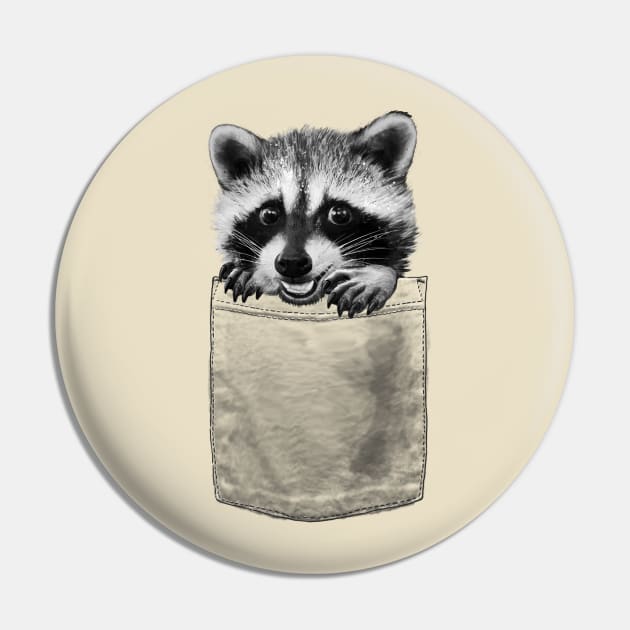 Raccoon in Pocket Pin by LauraGraves