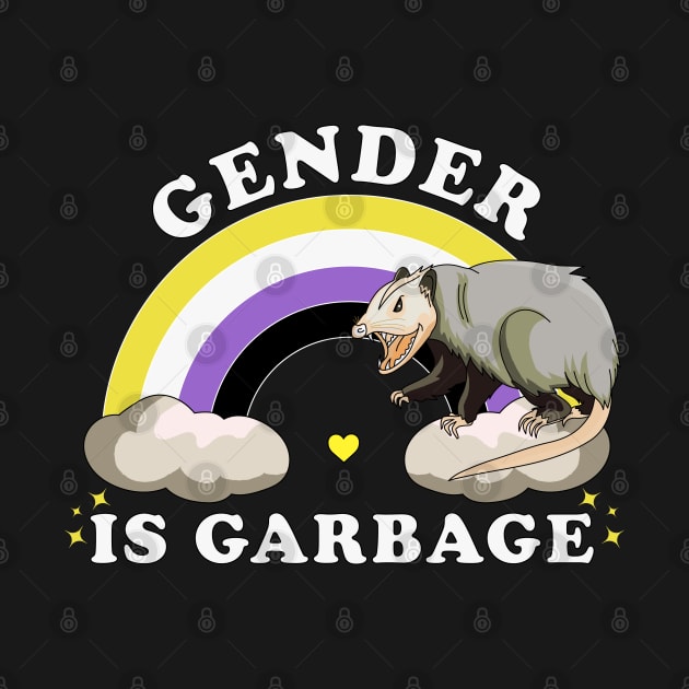 Gender Is Garbage Genderfluid Non-Binary LGBTQ Pride Opossum by OrangeMonkeyArt