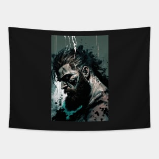 Fierce Barbarian Warrior Illustration Tapestry